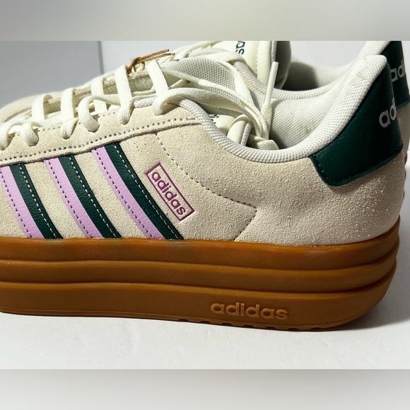 Adidas VL Court Bold Platform Sneakers Cream purple green Gum Sole Women’s 9.5 - Picture 6 of 15